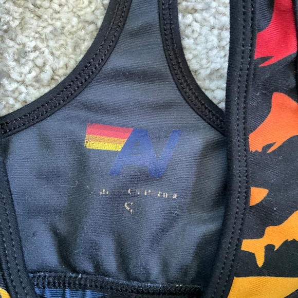 Aviator Nation rainbow shark v neck sports bra rare size S - Picture 2 of 6